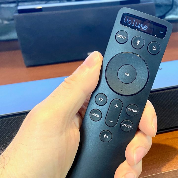 The Vizio M-Series 2.1 soundbar's remote gives you plenty of controls.