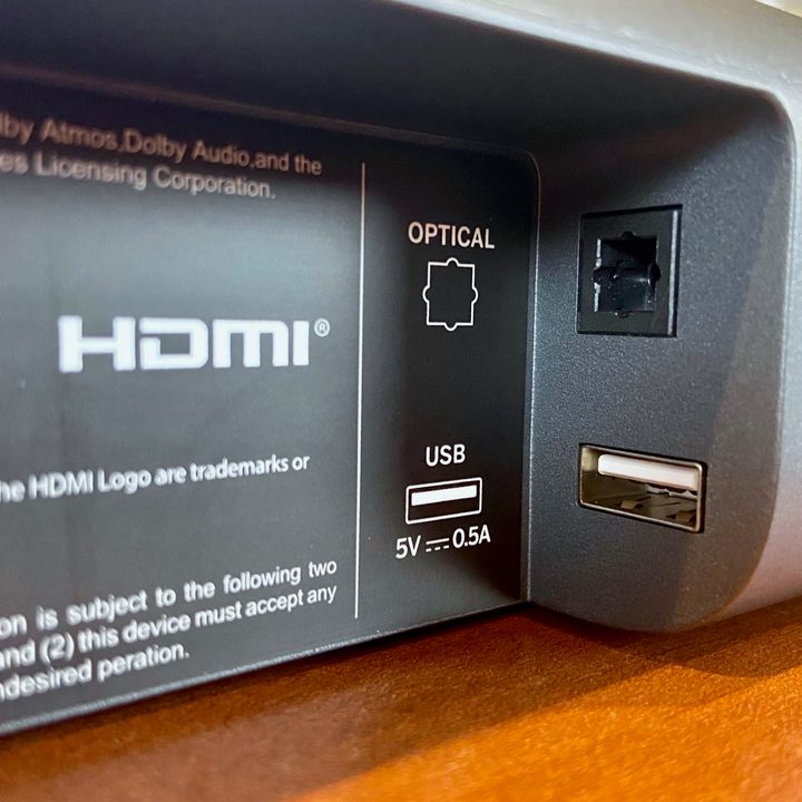 The Vizio M-Series 2.1 soundbar has a USB and optical ports.