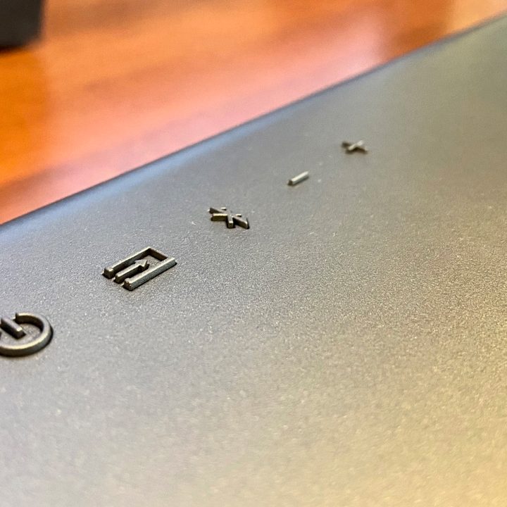The Vizio M-Series 2.1 soundbar features top-mounted controls.