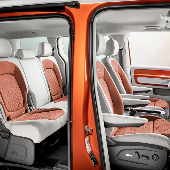 Interior view of the Volkswagen ID. Buzz electric van.