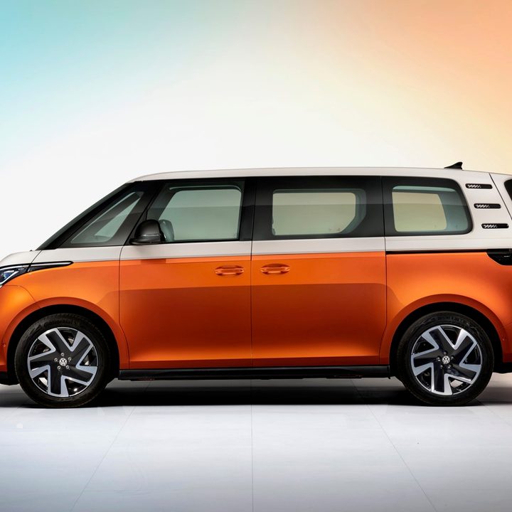 Profile view of the Volkswagen ID. Buzz electric van.