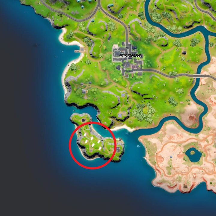 Map showing the location of wind turbines at Windbreakers in Fortnite.
