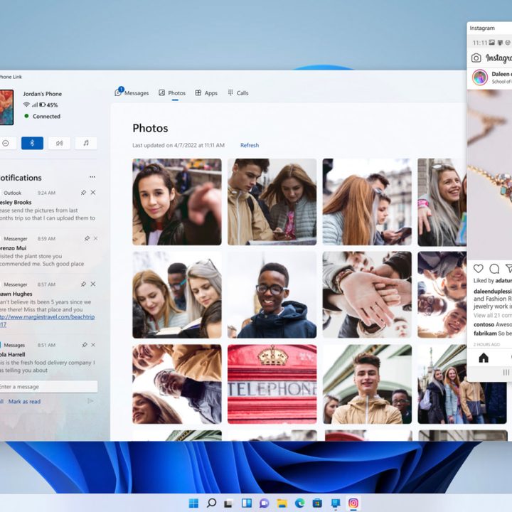 Phone Link on Windows laptop and phone.