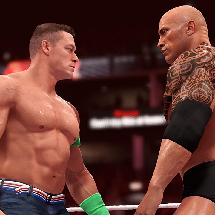 The Rock and John Cena face off in WWE 2K22.