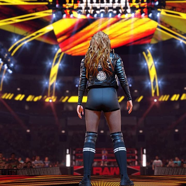 Becky Lynch stands on the ramp in WWE 2K22.