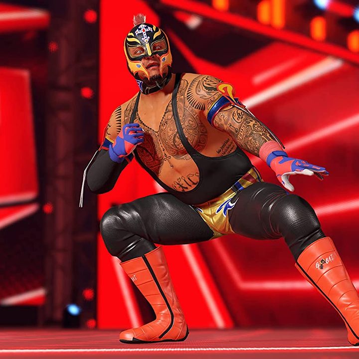 Rey Mysterio stands on the ramp in WWE 2K22.