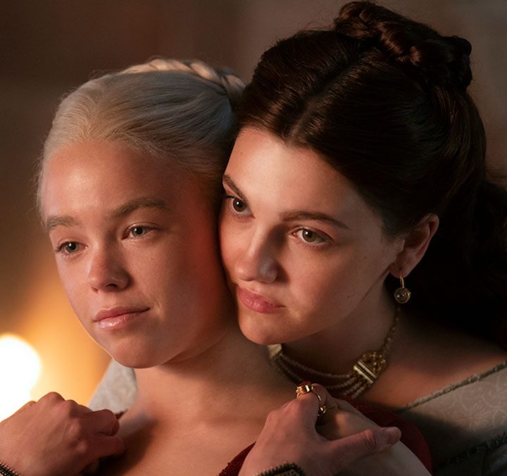 Milly Alcock and Emily Carey in House of the Dragon.