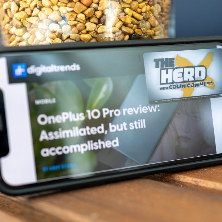 YouTube TV's picture-in-picture feature shown atop a web browser on an iPhone.