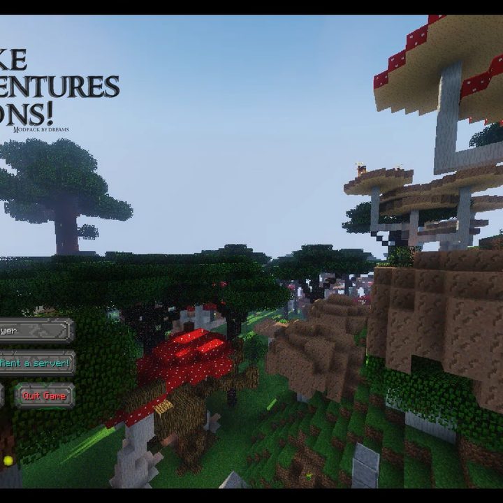A hill with giant mushrooms and trees.
