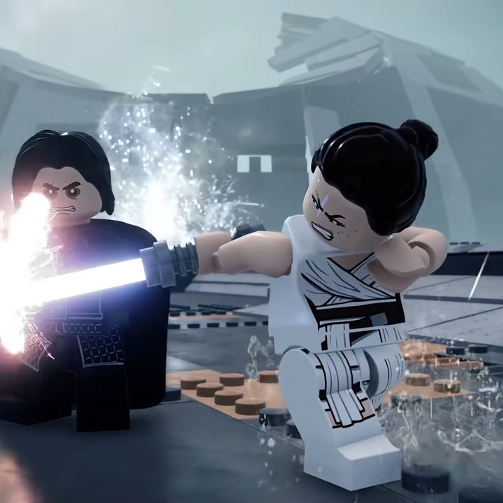 Lego rey fighting kylo.