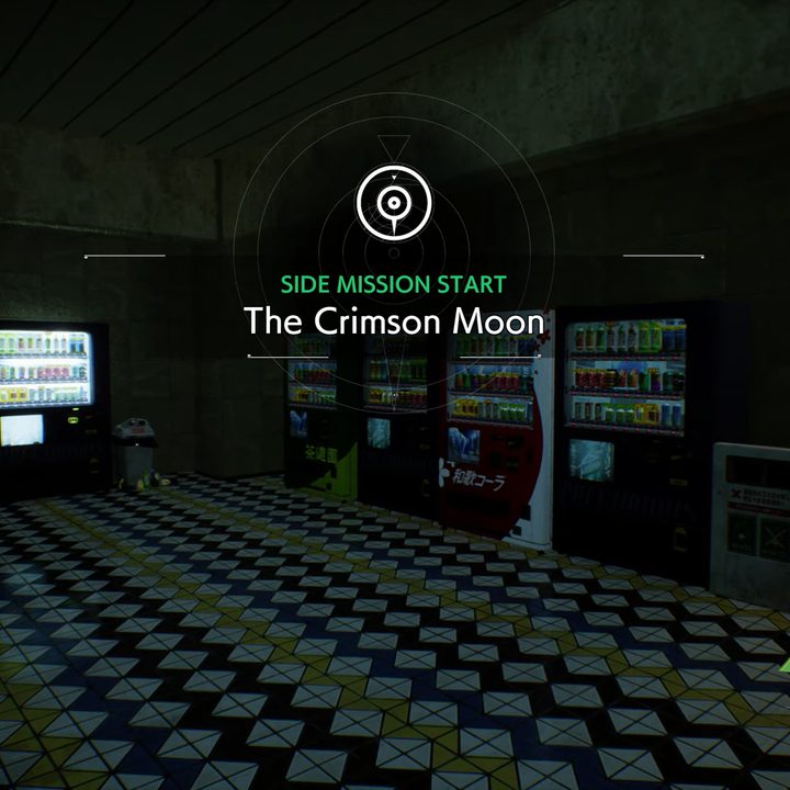 Getting a side quest near vending machines.