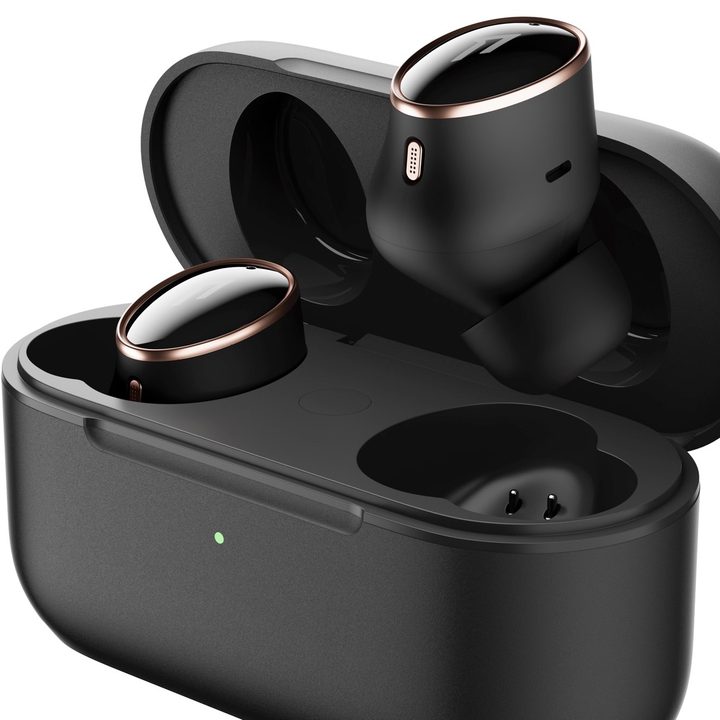 1More Evo wireless earbuds in black.