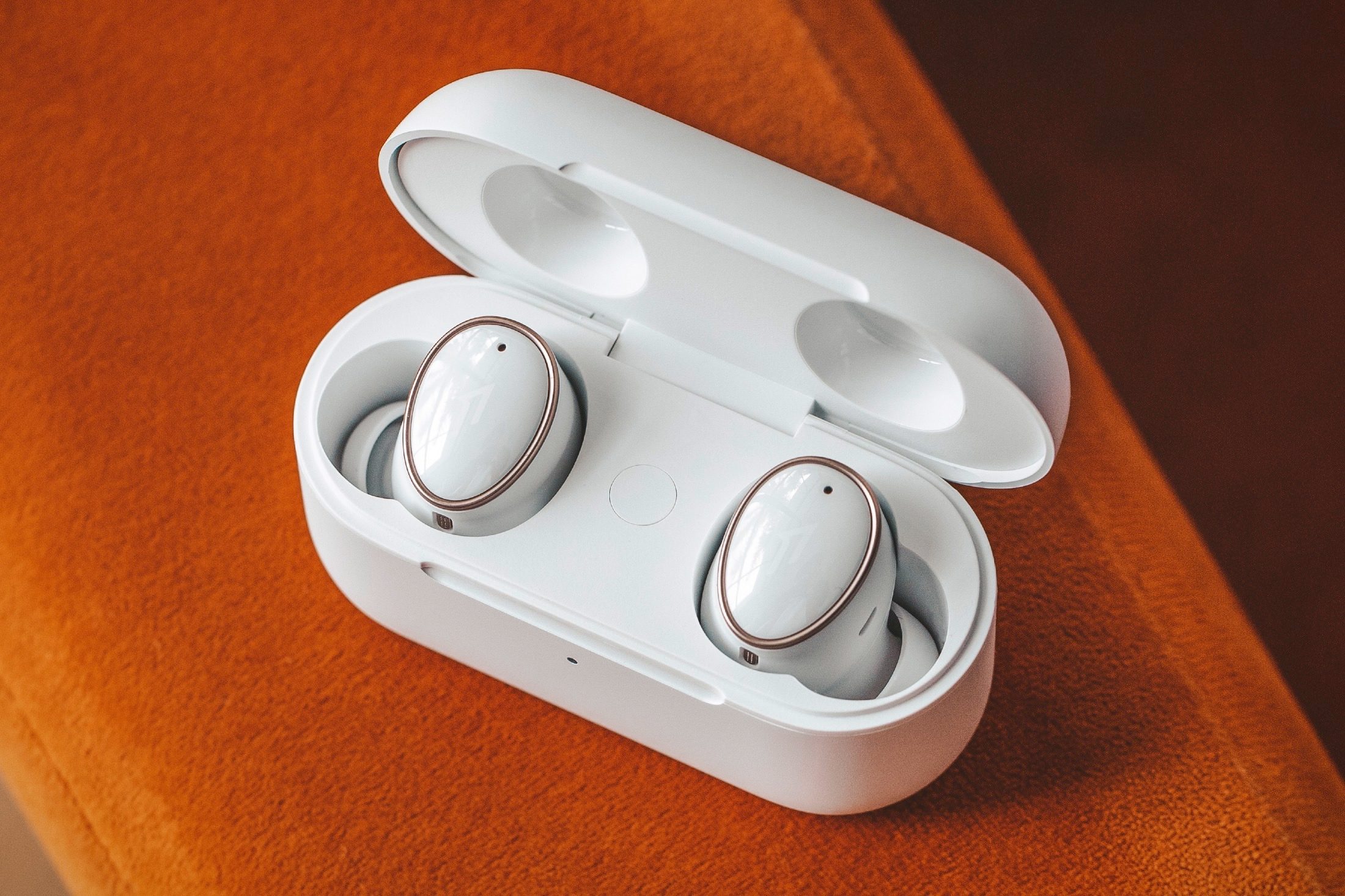1More Evo wireless earbuds in white.
