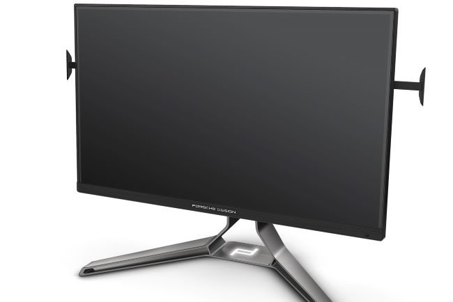 The 27-inch 4K Porsche monitor from the front.