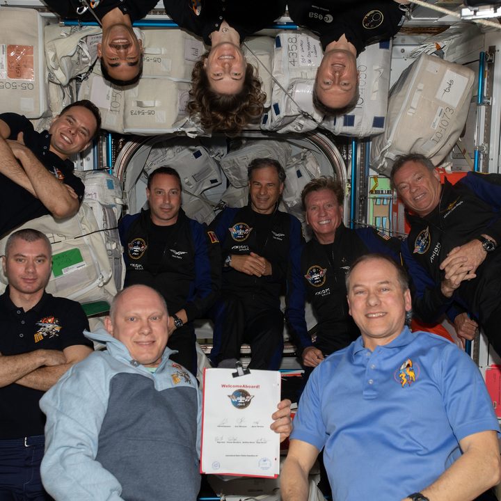 The 11-person crew aboard the ISS.