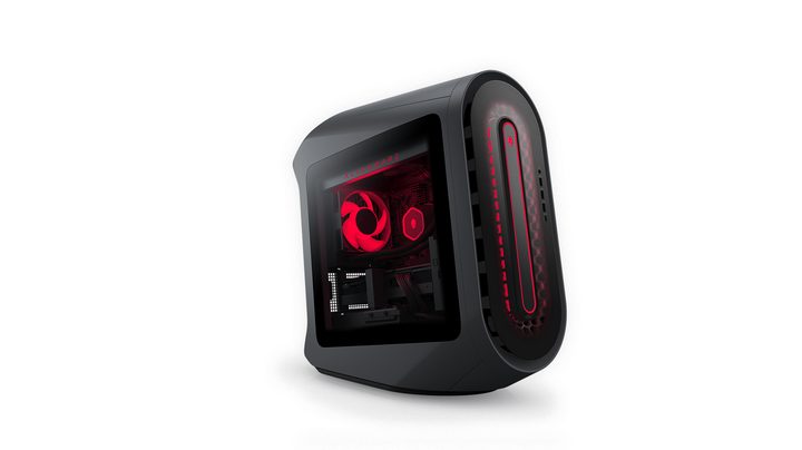 A side view of the Alienware Aurora Ryzen Edition R14 Gaming Desktop.