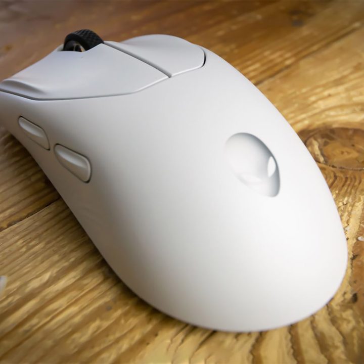 View of the Alienware Tri-Mode Wireless Gaming Mouse from above.
