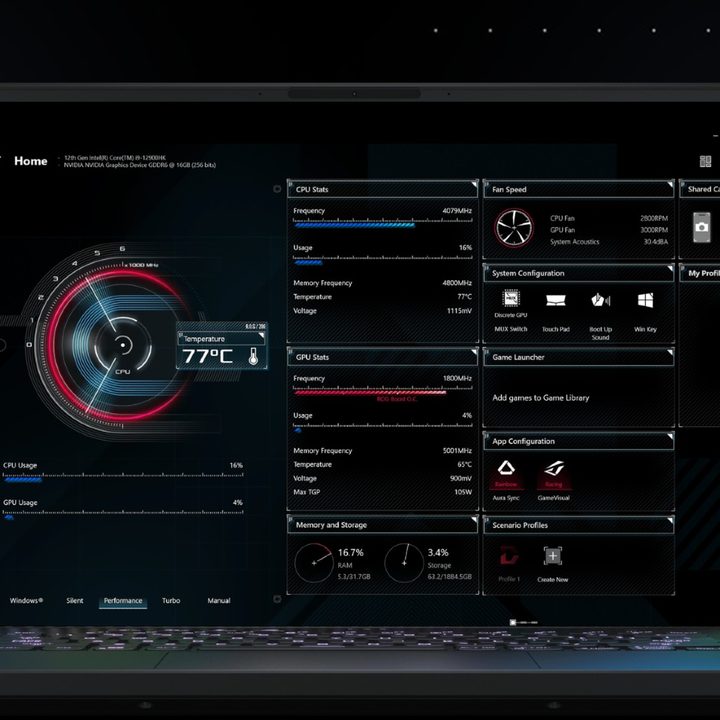 Armoury Crate software on an Asus laptop.