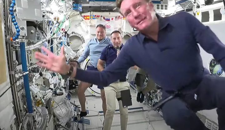 The Ax-1 crew aboard the space station.