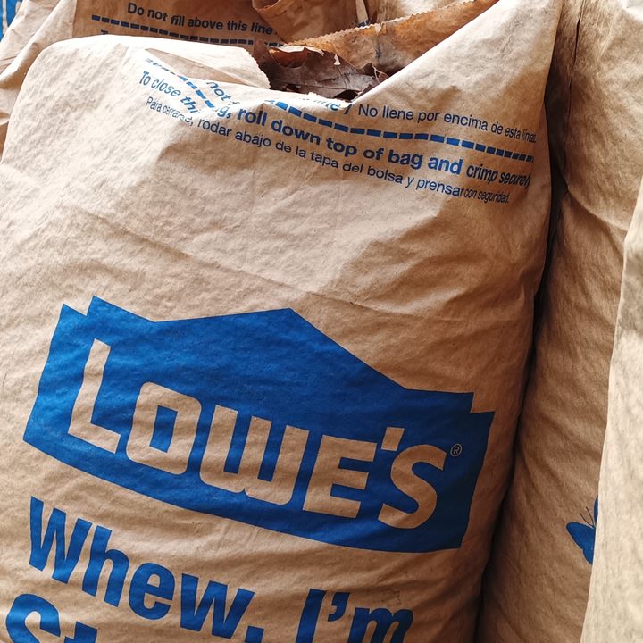 Closeup of leaf collection bags