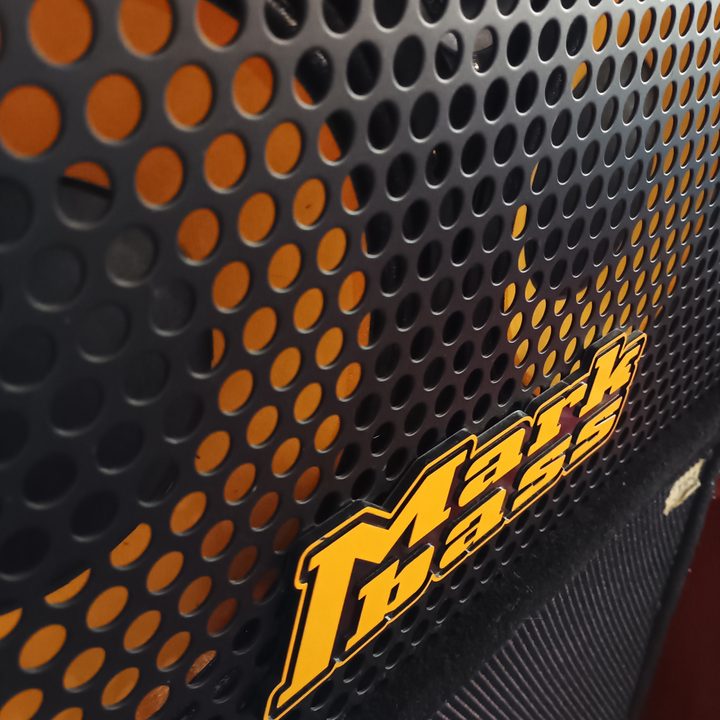 A Mark Bass amplifier speaker cabinet