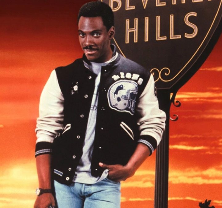 Eddie Murphy in a poster for Beverly Hills Cop.