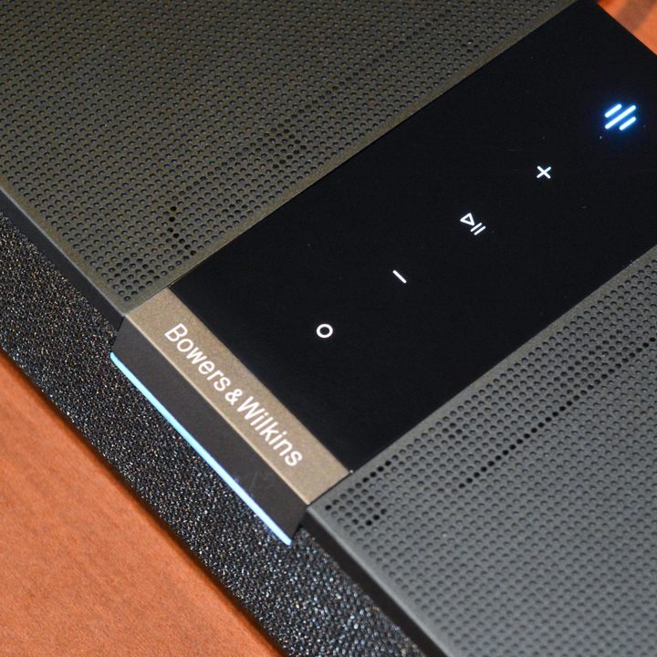 Close-up of the Bowers & Wilkins Panorama 3's touch controls.