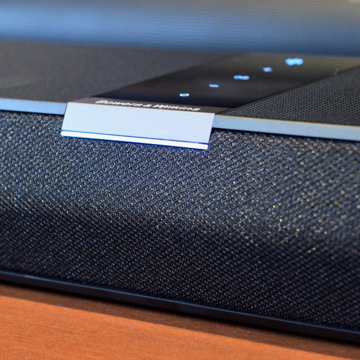 Close-up of the Bowers & Wilkins Panorama 3's front with touch controls.