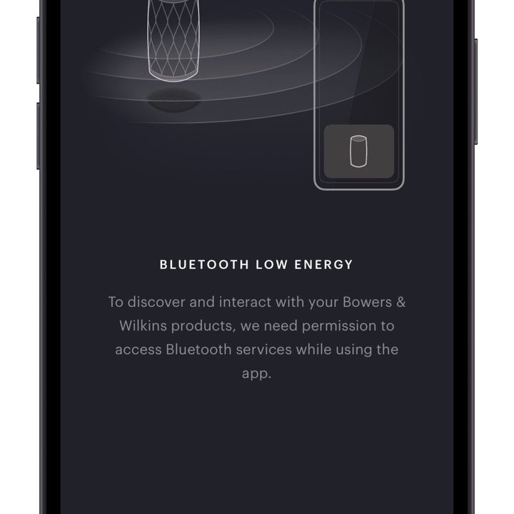 Screenshot of the Bowers & Wilkins Music app for iOS.