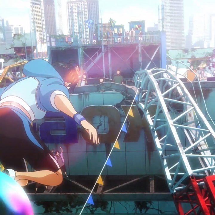 Hibiki runs across the Tokyo skyline in a scene from Bubble.