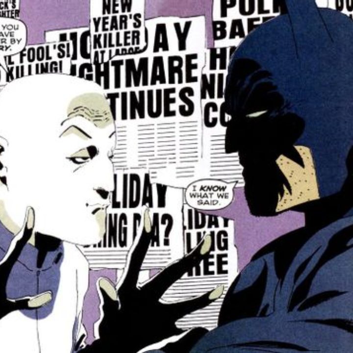 Batman interviewing Calendar Man in The Long Halloween