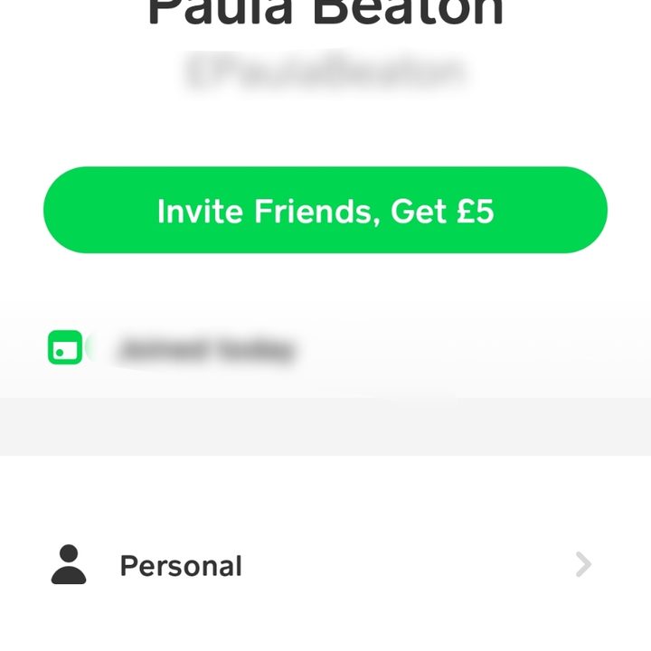 Cash App account page.