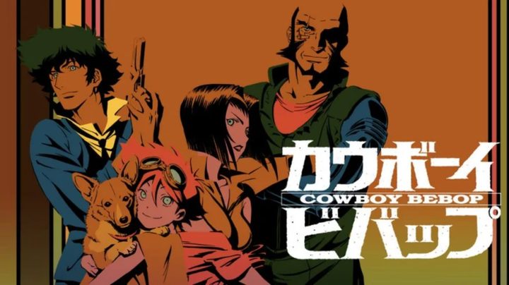 The main cast of Cowboy Bebop on a retro-inspired minimalist poster.