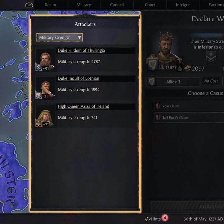 A king calls upon his allies in Crusader Kings III.