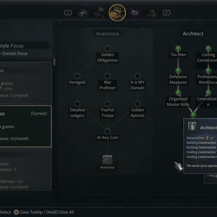 A character with the Architect trait in Crusader Kings III.