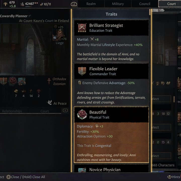 A character with the Beautiful trait in Crusader Kings III.