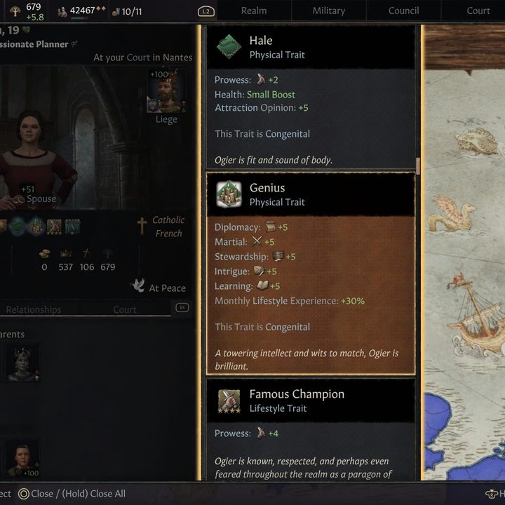 A character with the two Congenital traits in Crusader Kings III.