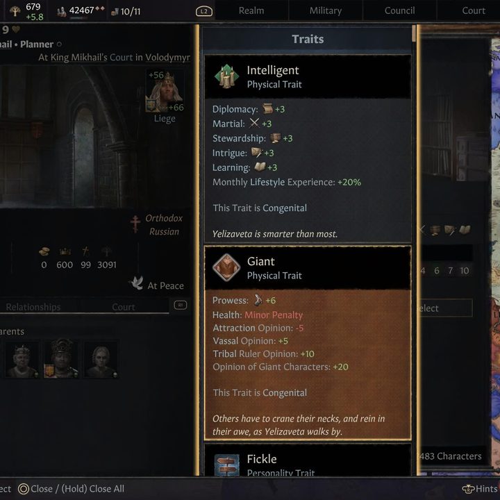 A character with the Giant trait in Crusader Kings III.