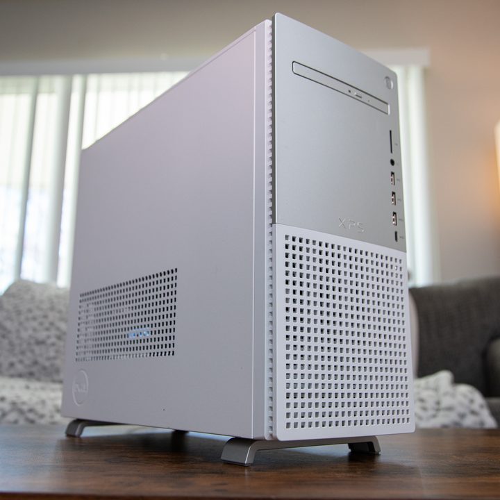The Dell XPS Desktop sitting on a table.