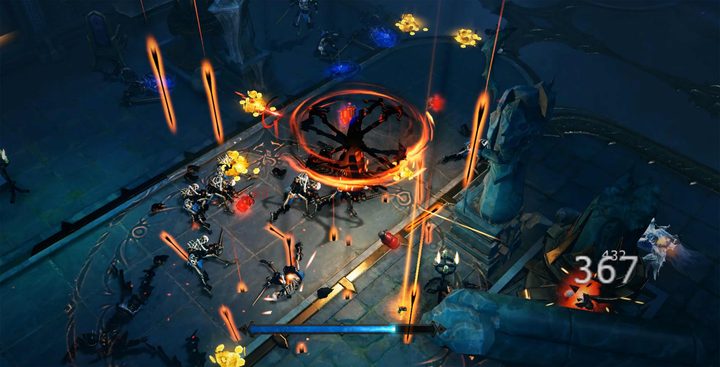 Team battling a character in Diablo Immortal.