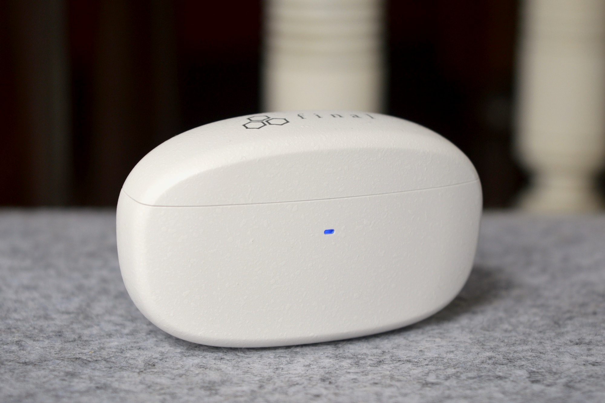 Close-up of the Final Audio ZE3000 charging case.