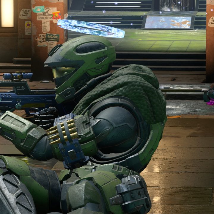 Two Spartans in a multiplayer match in Halo Infinite.