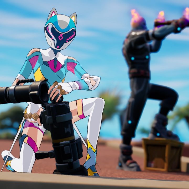 Two NPCs posing during Fortnite chapter 3, season 2.
