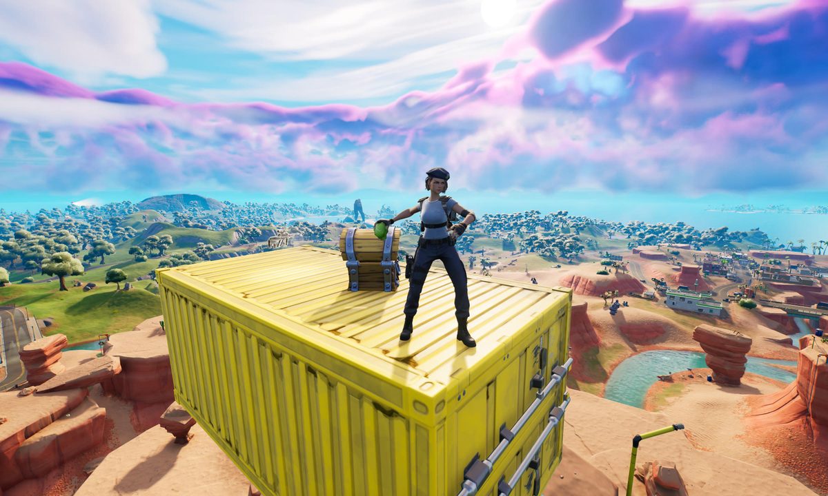 Throwing cabbage off cliff in Fortnite.