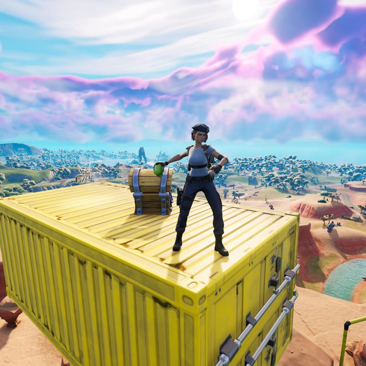 Throwing cabbage off cliff in Fortnite.