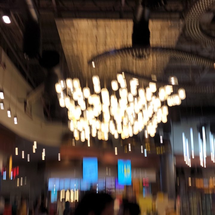 Light bulbs on the ceiling.