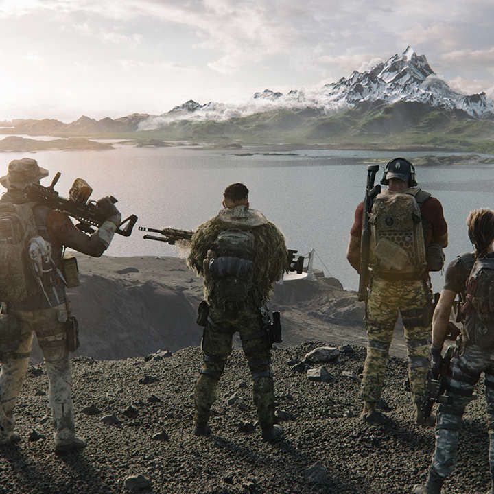 Group of soldiers standing before the horizon in Ghost Recon: Breakpoint