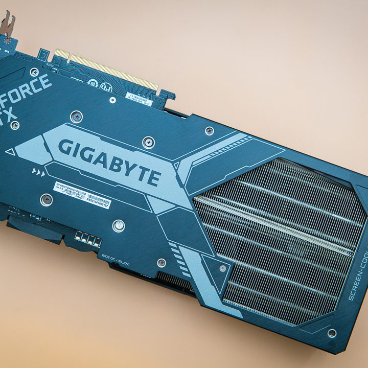 The back plate on the Gigabyte RTX 3090 Gaming OC.