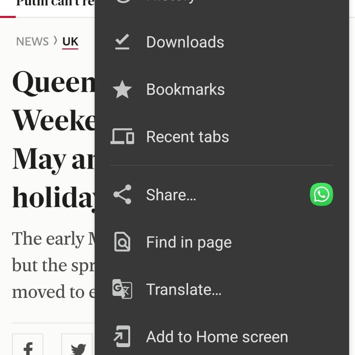 Google Chrome Information menu.