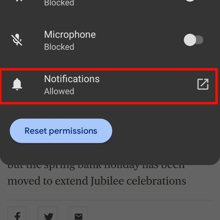 Google Chrome Notifications menu.